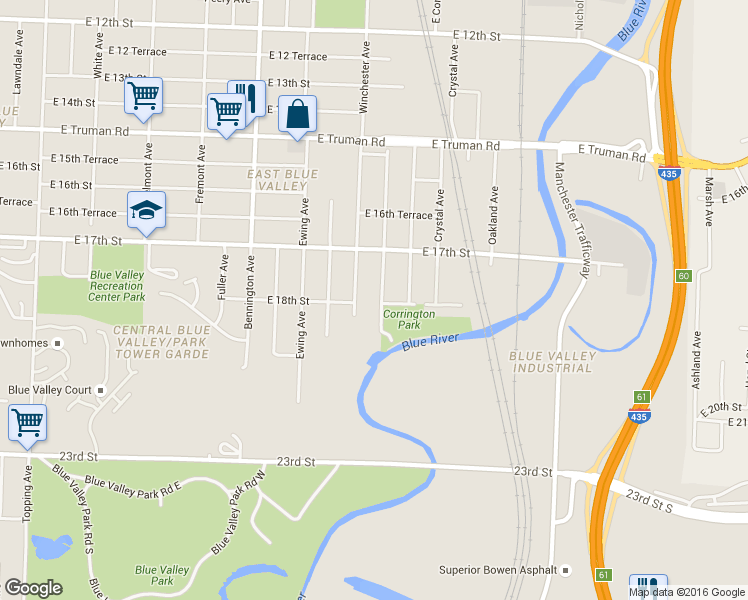 map of restaurants, bars, coffee shops, grocery stores, and more near 1741 Bristol Avenue in Kansas City