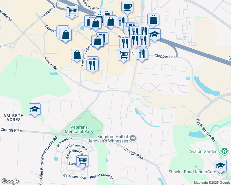 map of restaurants, bars, coffee shops, grocery stores, and more near 4328 Larma Lane in Cincinnati