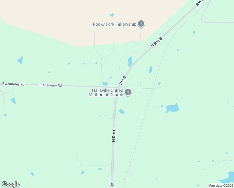 map of restaurants, bars, coffee shops, grocery stores, and more near State Highway B in Hallsville