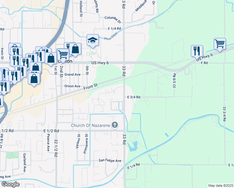 map of restaurants, bars, coffee shops, grocery stores, and more near 3291 Lombardy Lane in Clifton