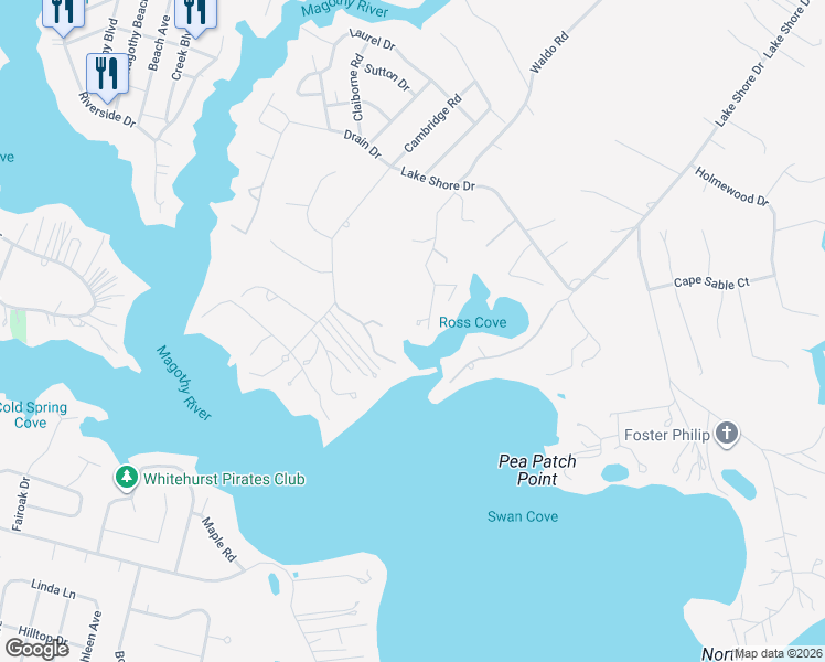 map of restaurants, bars, coffee shops, grocery stores, and more near 355 Sturtons Lane in Pasadena