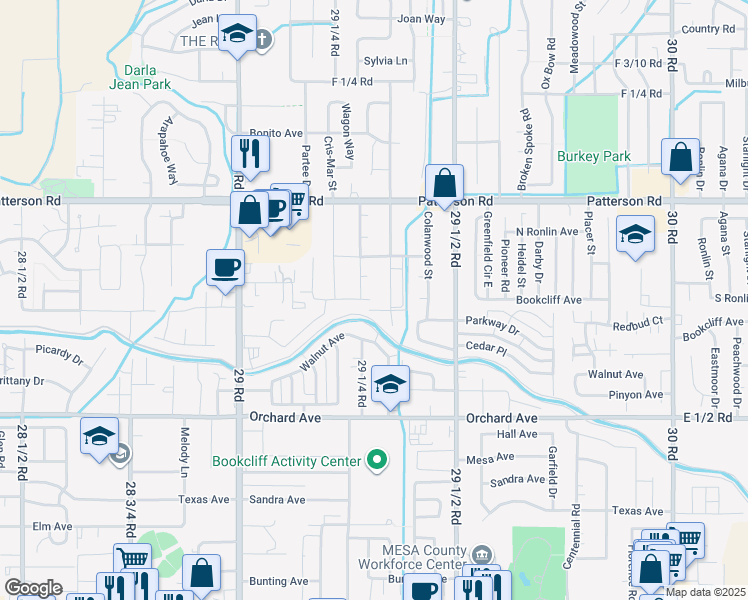 map of restaurants, bars, coffee shops, grocery stores, and more near 2927 29 1/4 Road in Grand Junction