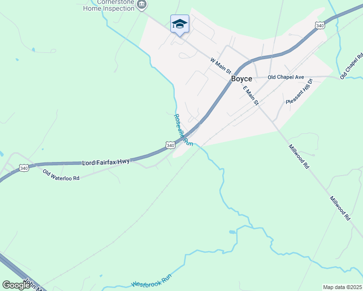 map of restaurants, bars, coffee shops, grocery stores, and more near 5 Old Waterloo Road in Boyce