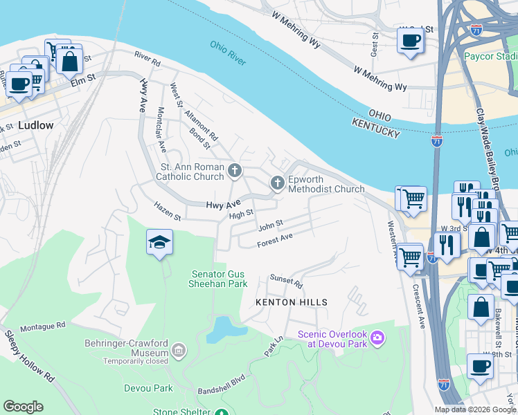 map of restaurants, bars, coffee shops, grocery stores, and more near in Covington