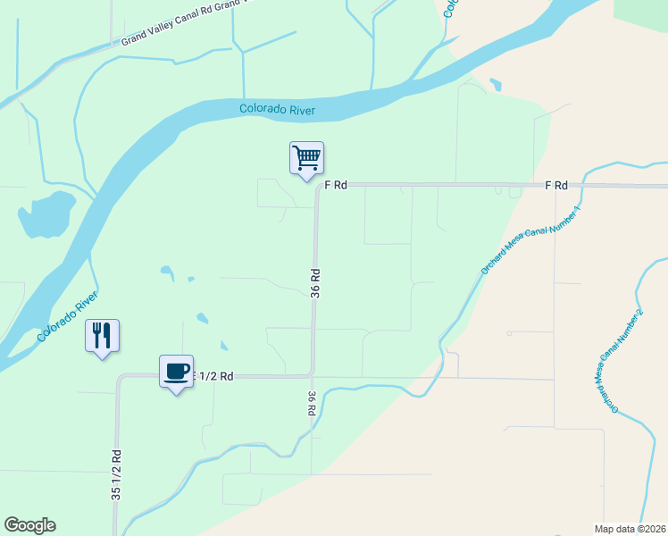 map of restaurants, bars, coffee shops, grocery stores, and more near 582 36 Road in Palisade