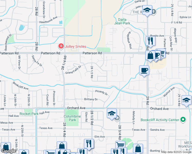 map of restaurants, bars, coffee shops, grocery stores, and more near 578 Gable Court in Grand Junction