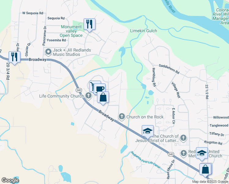 map of restaurants, bars, coffee shops, grocery stores, and more near 2160 Glenstone Court in Grand Junction