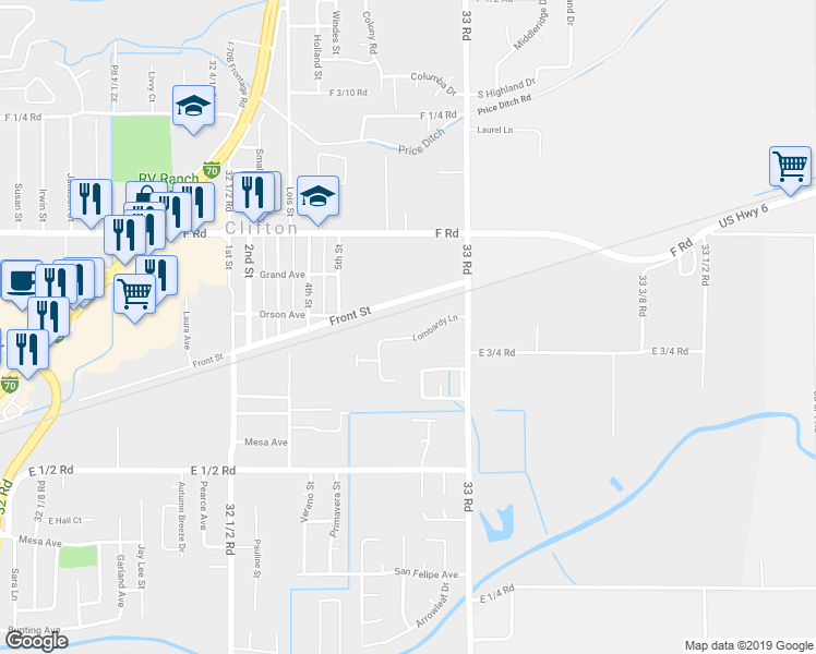 map of restaurants, bars, coffee shops, grocery stores, and more near 3291 Lombardy Lane in Clifton