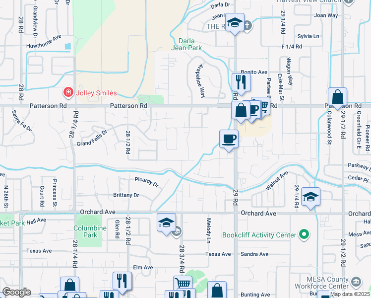 map of restaurants, bars, coffee shops, grocery stores, and more near 2881 Presley Avenue in Grand Junction