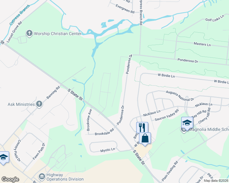 map of restaurants, bars, coffee shops, grocery stores, and more near 12 Wesson Drive in Magnolia