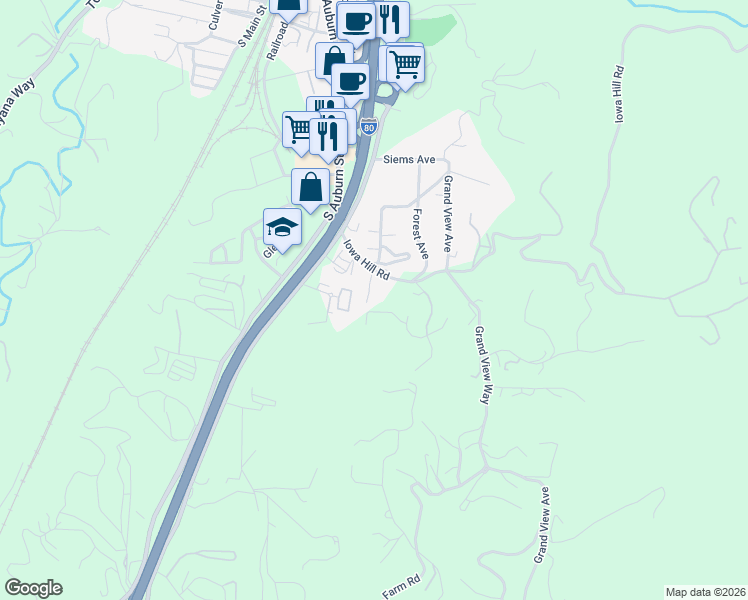 map of restaurants, bars, coffee shops, grocery stores, and more near 700 Pinetop Circle in Colfax