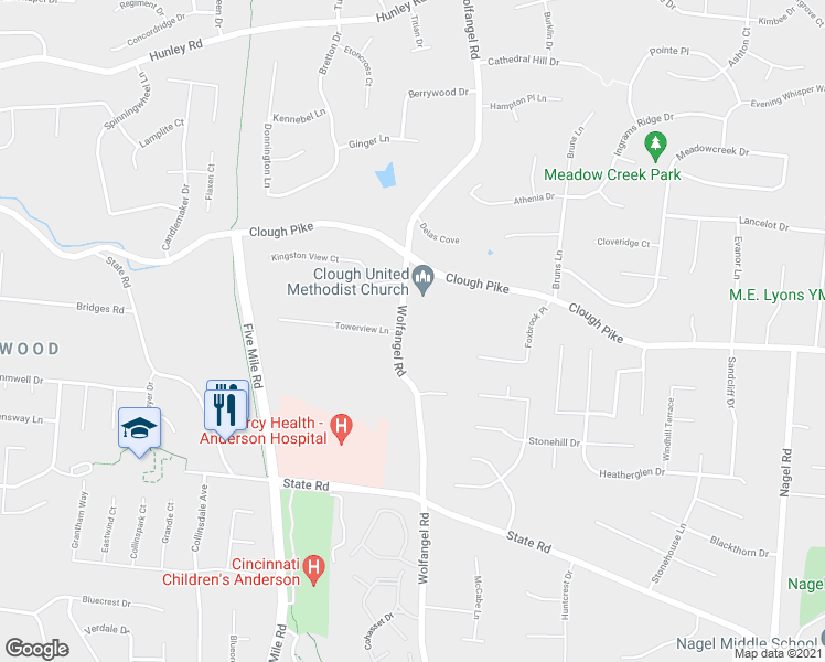 map of restaurants, bars, coffee shops, grocery stores, and more near 1990 Wolfangel Road in Cincinnati