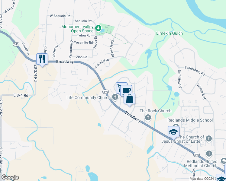 map of restaurants, bars, coffee shops, grocery stores, and more near 2126 Monarch Point in Grand Junction