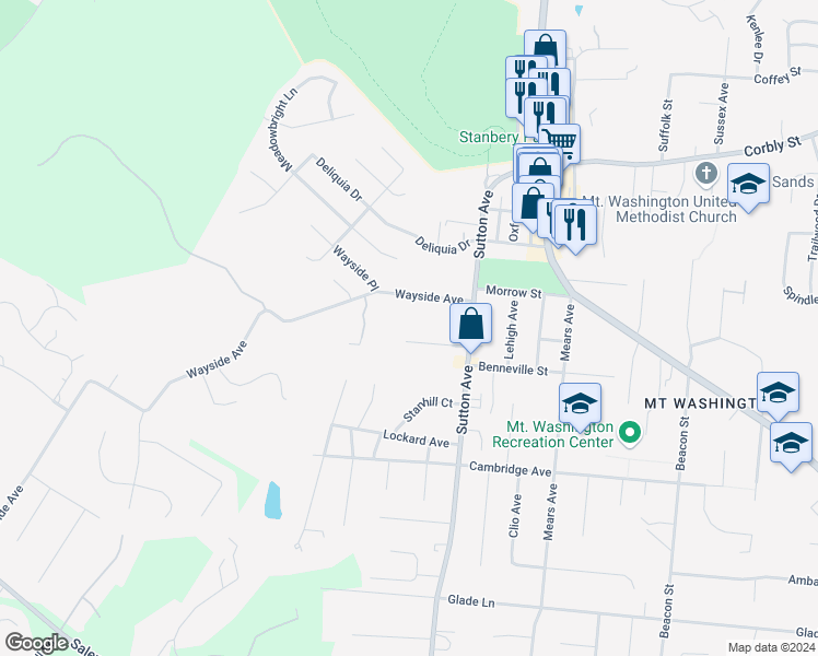 map of restaurants, bars, coffee shops, grocery stores, and more near 6025 Wayside Avenue in Cincinnati