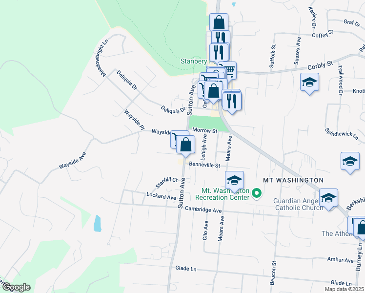 map of restaurants, bars, coffee shops, grocery stores, and more near 1927 Sutton Avenue in Cincinnati