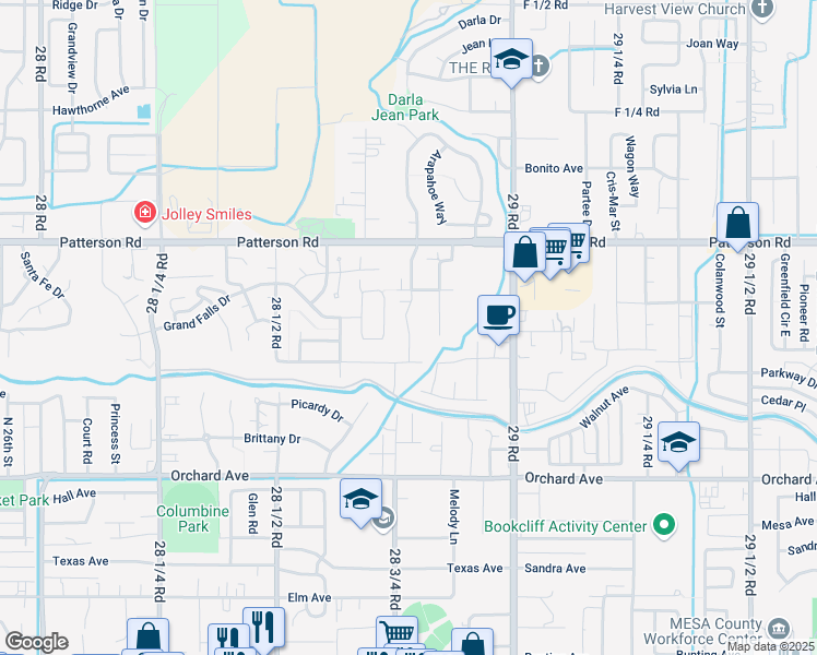 map of restaurants, bars, coffee shops, grocery stores, and more near 2881 Presley Avenue in Grand Junction