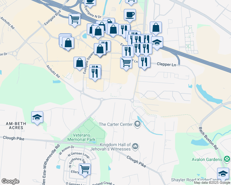 map of restaurants, bars, coffee shops, grocery stores, and more near 4328 Larma Lane in Cincinnati