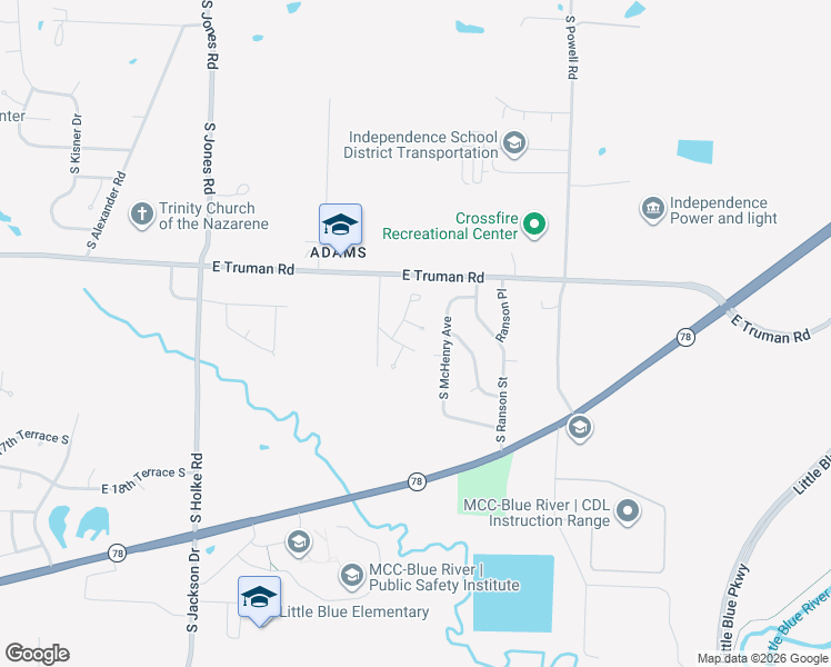 map of restaurants, bars, coffee shops, grocery stores, and more near 20607 East 12th Terrace Court South in Independence