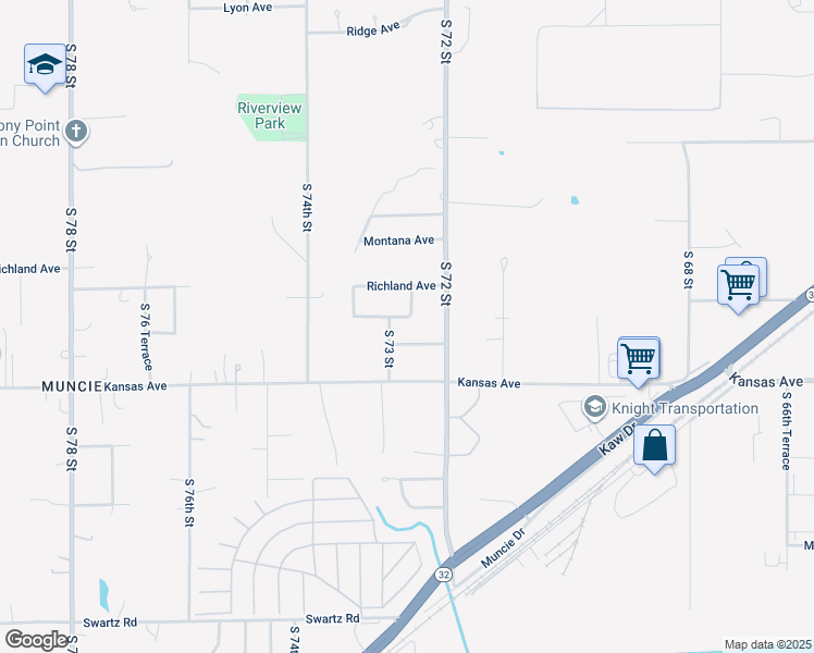 map of restaurants, bars, coffee shops, grocery stores, and more near 410 South 72nd Terrace in Kansas City