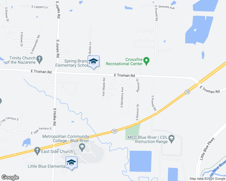 map of restaurants, bars, coffee shops, grocery stores, and more near 20605 East 12th Terrace Court South in Independence