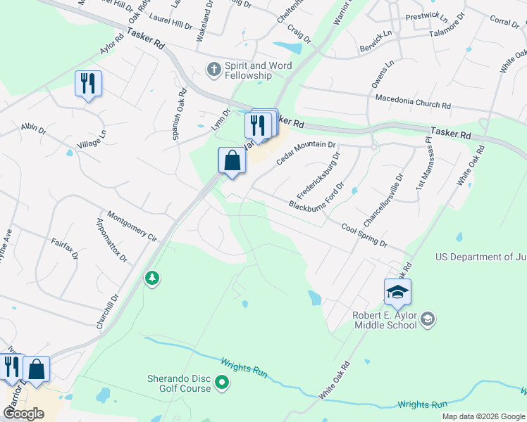map of restaurants, bars, coffee shops, grocery stores, and more near 102 Deep Bottom Place in Stephens City