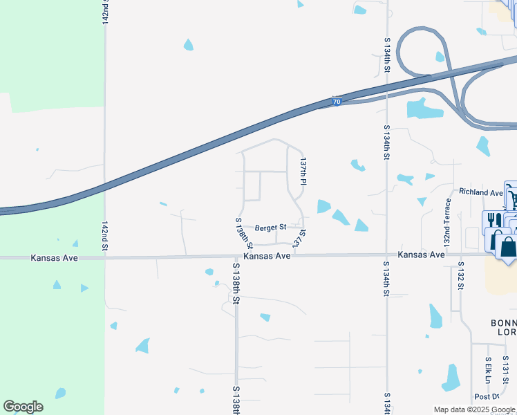 map of restaurants, bars, coffee shops, grocery stores, and more near 507 137th Terrace in Bonner Springs