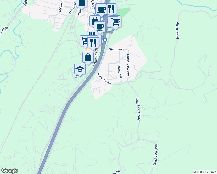 map of restaurants, bars, coffee shops, grocery stores, and more near 100 Pinetop Circle in Colfax