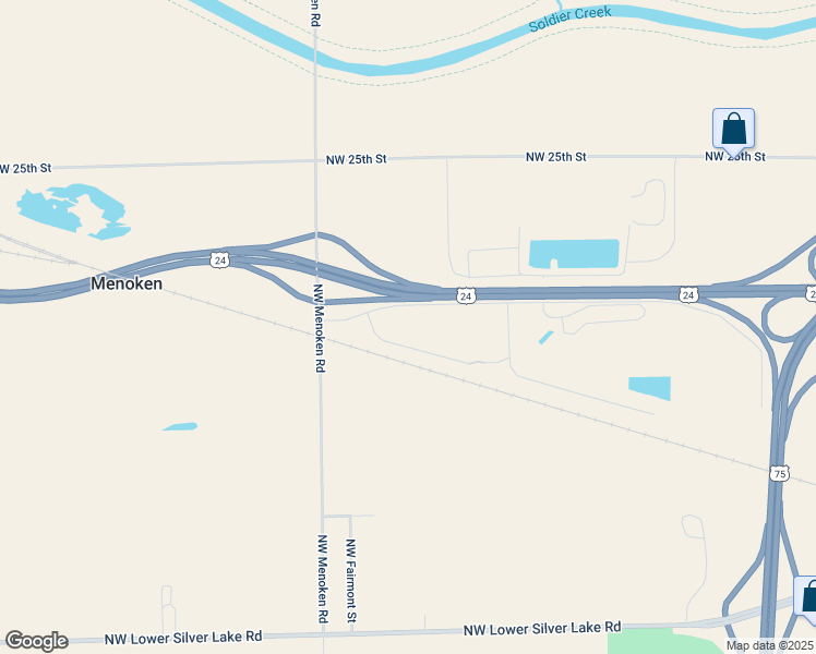 map of restaurants, bars, coffee shops, grocery stores, and more near 2330 Northwest Menoken Road in Topeka