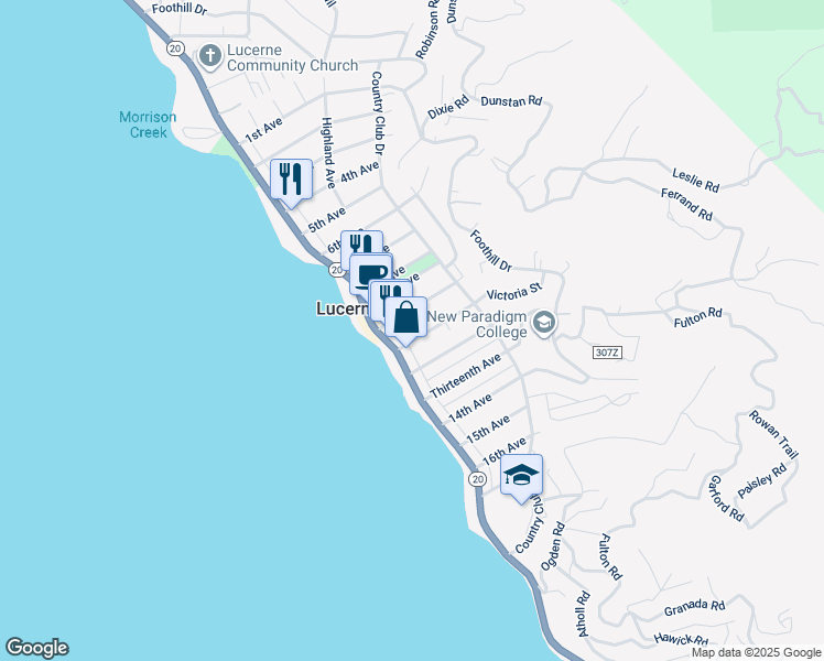 map of restaurants, bars, coffee shops, grocery stores, and more near 6324 10th Avenue in Lucerne