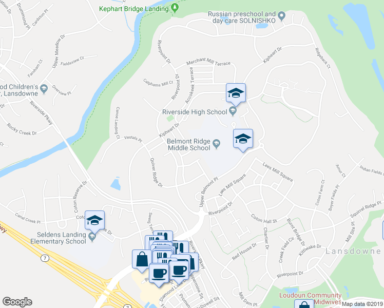 map of restaurants, bars, coffee shops, grocery stores, and more near 43575 Wild Indigo Terrace in Leesburg