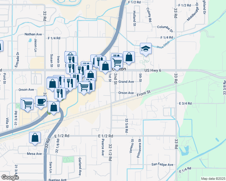 map of restaurants, bars, coffee shops, grocery stores, and more near 200-298 1st St in Clifton