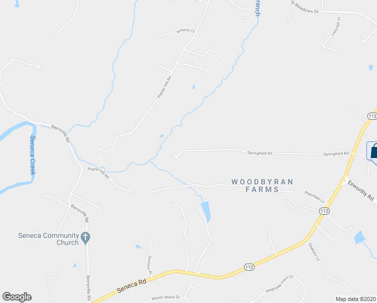 map of restaurants, bars, coffee shops, grocery stores, and more near 15200 Springfield Road in Germantown