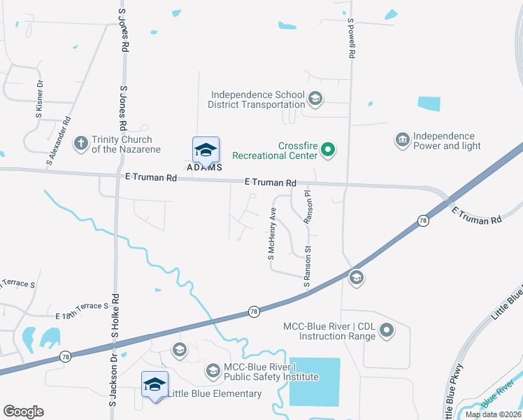 map of restaurants, bars, coffee shops, grocery stores, and more near 20610 East 12th Terrace Court South in Independence