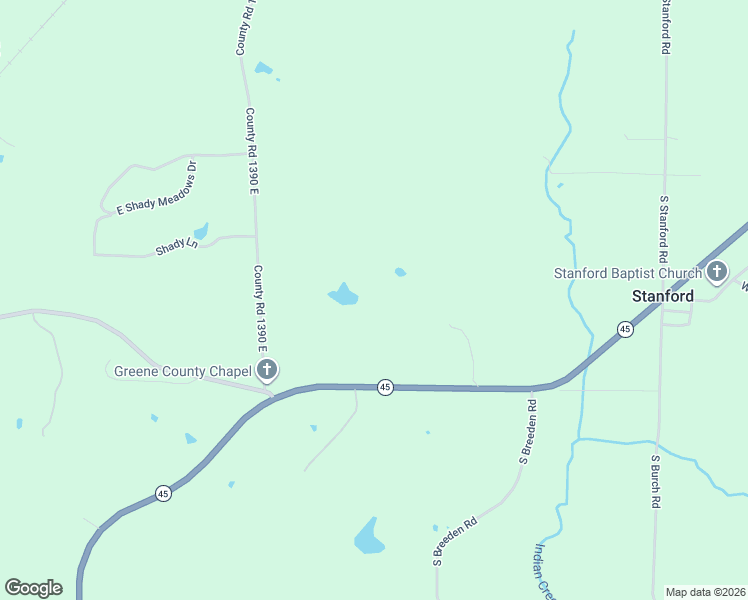 map of restaurants, bars, coffee shops, grocery stores, and more near 9840 Indiana 45 in Bloomington