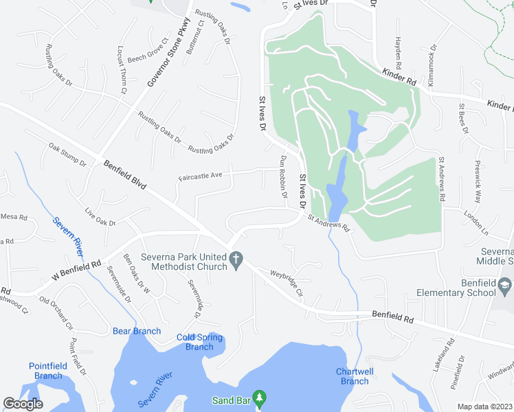 map of restaurants, bars, coffee shops, grocery stores, and more near 20 Saint Andrews Road in Severna Park