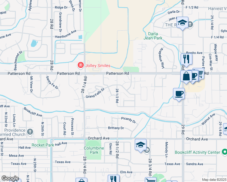 map of restaurants, bars, coffee shops, grocery stores, and more near 587 1/2 28 1/2 Road in Grand Junction
