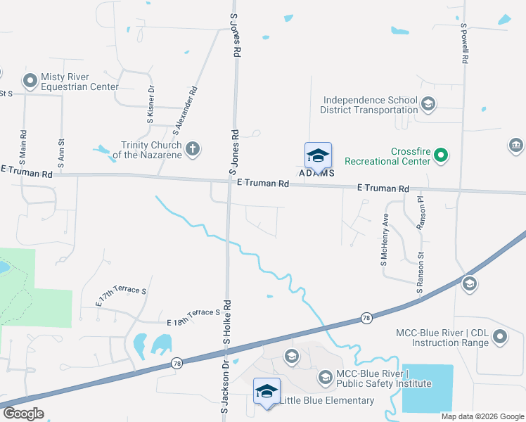 map of restaurants, bars, coffee shops, grocery stores, and more near 20105 East 12th Terrace South in Independence