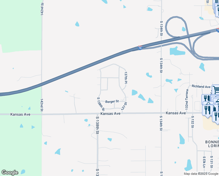 map of restaurants, bars, coffee shops, grocery stores, and more near 507 137th Terrace in Bonner Springs