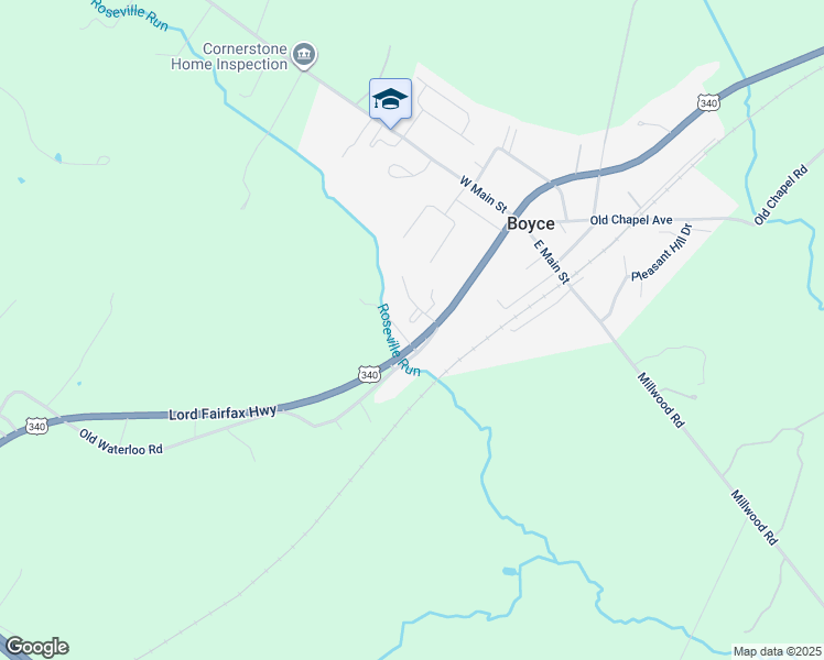 map of restaurants, bars, coffee shops, grocery stores, and more near 8022 Howellsville Road in Boyce