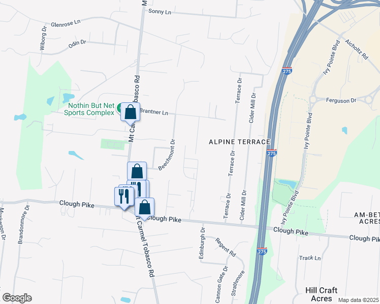 map of restaurants, bars, coffee shops, grocery stores, and more near 4311 Fischer Lane in Cincinnati
