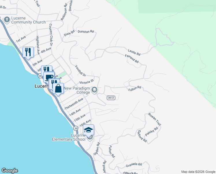 map of restaurants, bars, coffee shops, grocery stores, and more near 3891 Sunset Terrace in Lucerne