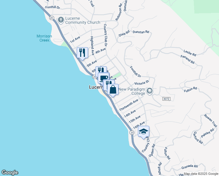 map of restaurants, bars, coffee shops, grocery stores, and more near 6324 10th Avenue in Lucerne