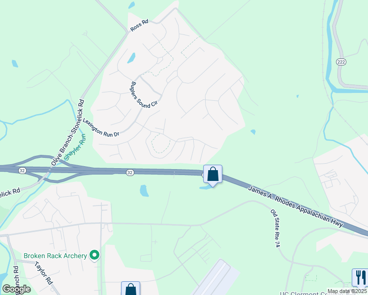 map of restaurants, bars, coffee shops, grocery stores, and more near 4562 Julep Way in Batavia