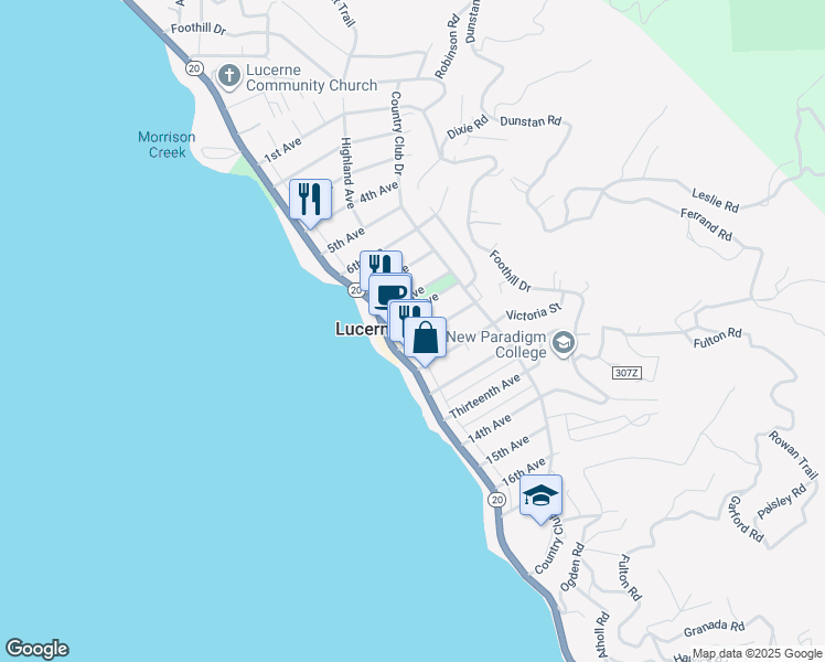 map of restaurants, bars, coffee shops, grocery stores, and more near 6324 10th Avenue in Lucerne