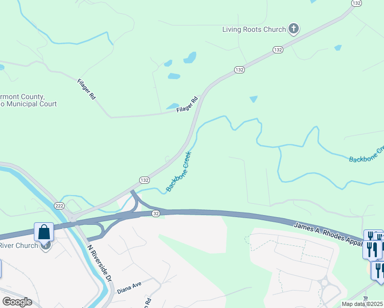 map of restaurants, bars, coffee shops, grocery stores, and more near 4555 Hartman Lane in Batavia