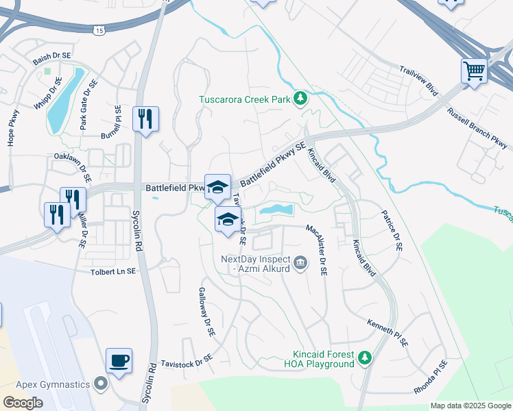 map of restaurants, bars, coffee shops, grocery stores, and more near 700 Somerset Park Drive Southeast in Leesburg