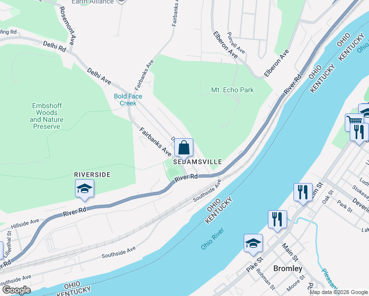 map of restaurants, bars, coffee shops, grocery stores, and more near 653 Steiner Avenue in Cincinnati