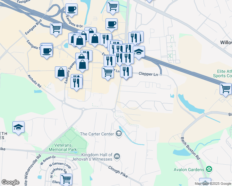 map of restaurants, bars, coffee shops, grocery stores, and more near 4355 Glen Este-Withamsville Road in Cincinnati