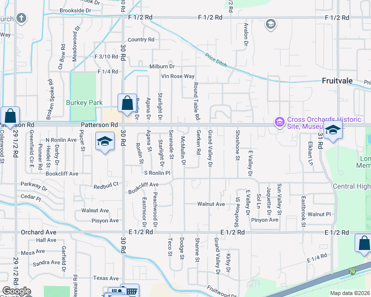 map of restaurants, bars, coffee shops, grocery stores, and more near 3032 Gerken Court in Grand Junction
