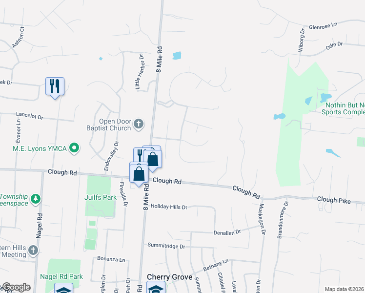 map of restaurants, bars, coffee shops, grocery stores, and more near 2081 Knightsbridge Drive in Cincinnati